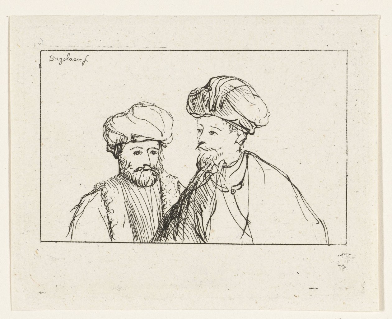 Portrett av to menn med turbaner av Ernst Willem Jan Bagelaar