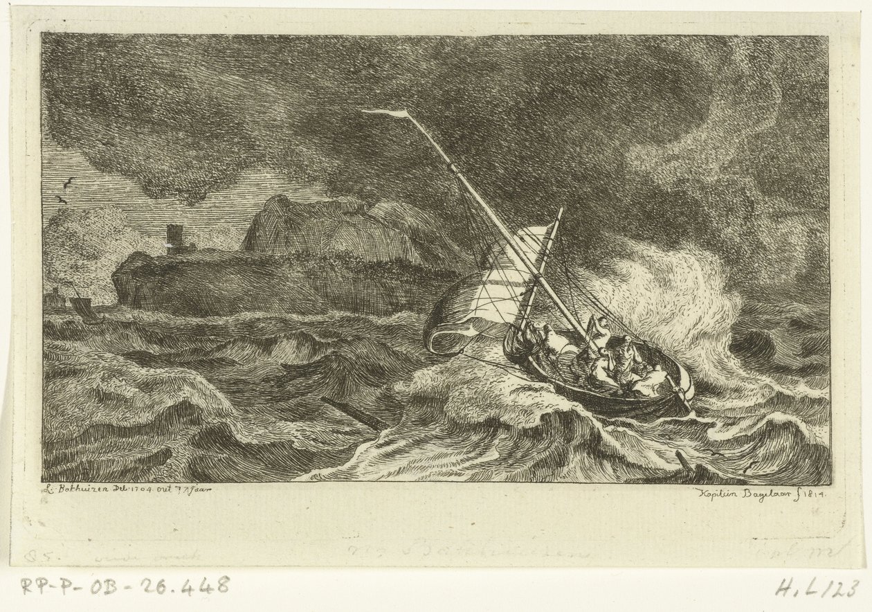 Seilbåt på stormfull sjø av Ernst Willem Jan Bagelaar