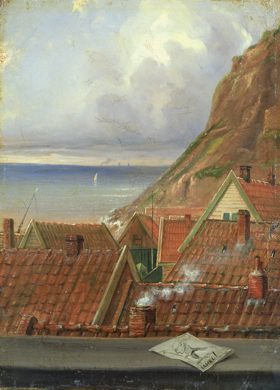 Utsikt fra et vindu i Helgoland (olje på lerret lagt ned på papp) av Ernst Willers