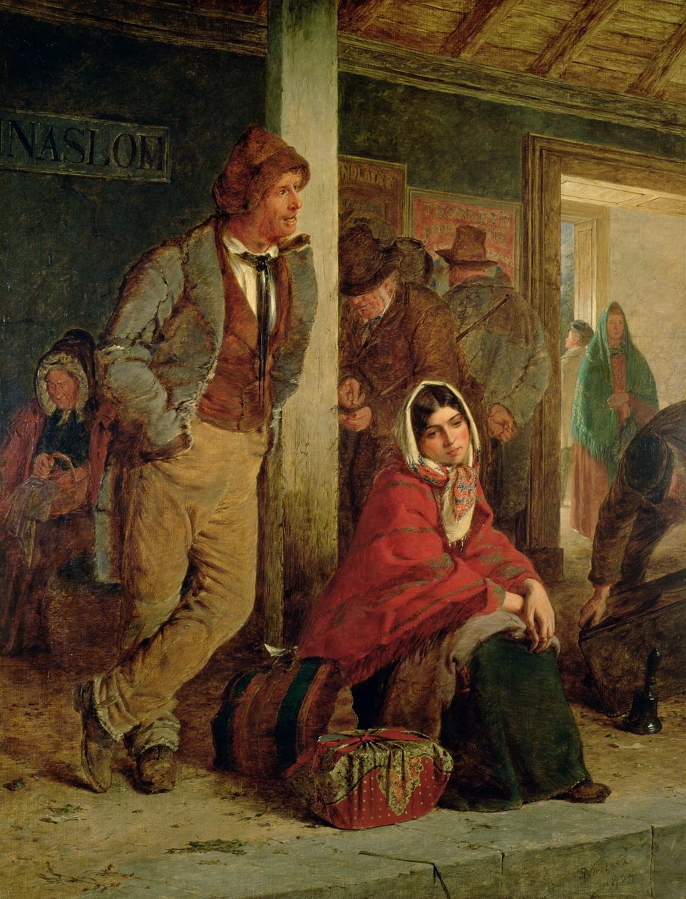 Irske emigranter som venter på et tog, 1864 av Erskine Nicol