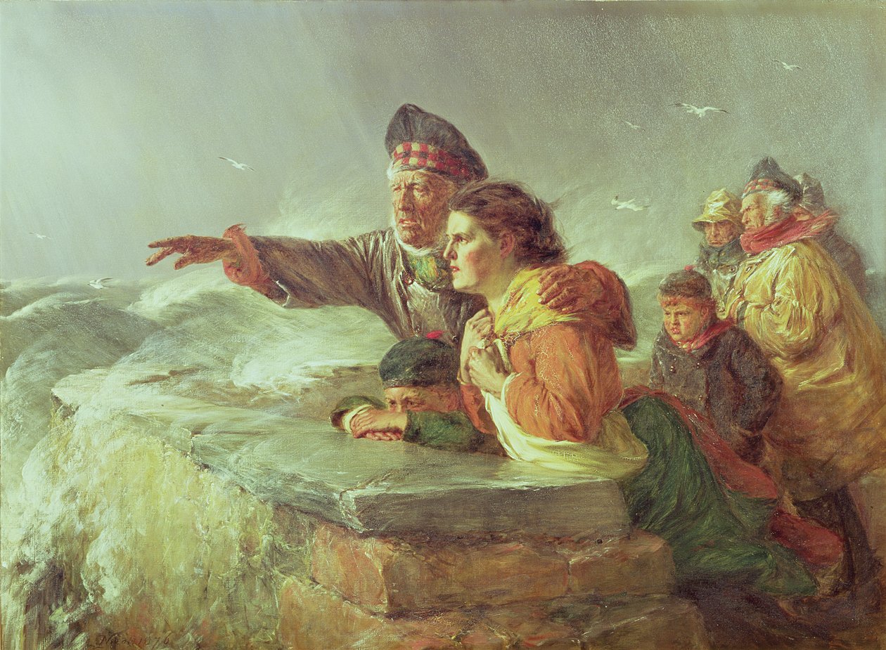 Den savnede båten, ca. 1876 av Erskine Nicol