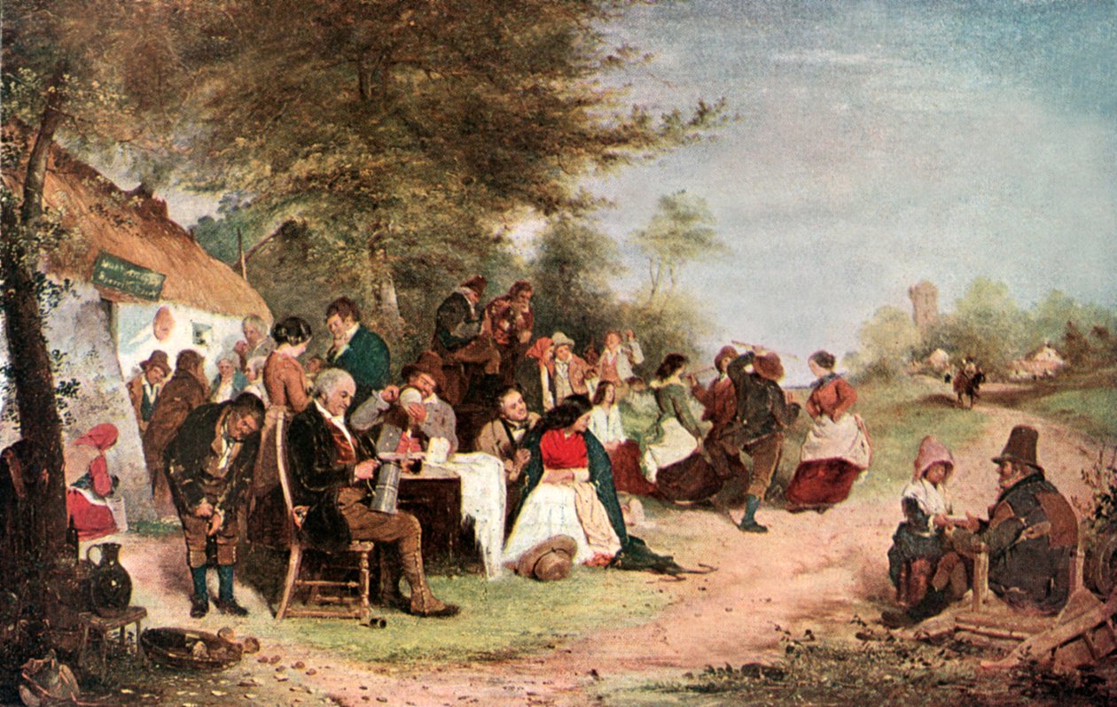 En irsk festlighet (fargelitografi) av Erskine Nicol
