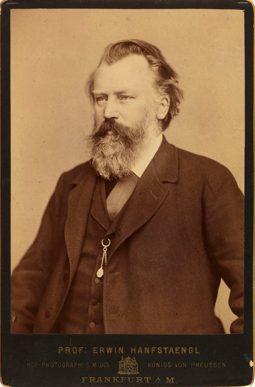 Portrett av komponisten Johannes Brahms 1833-1897, ca. 1870. av Erwin Hanfstaengl