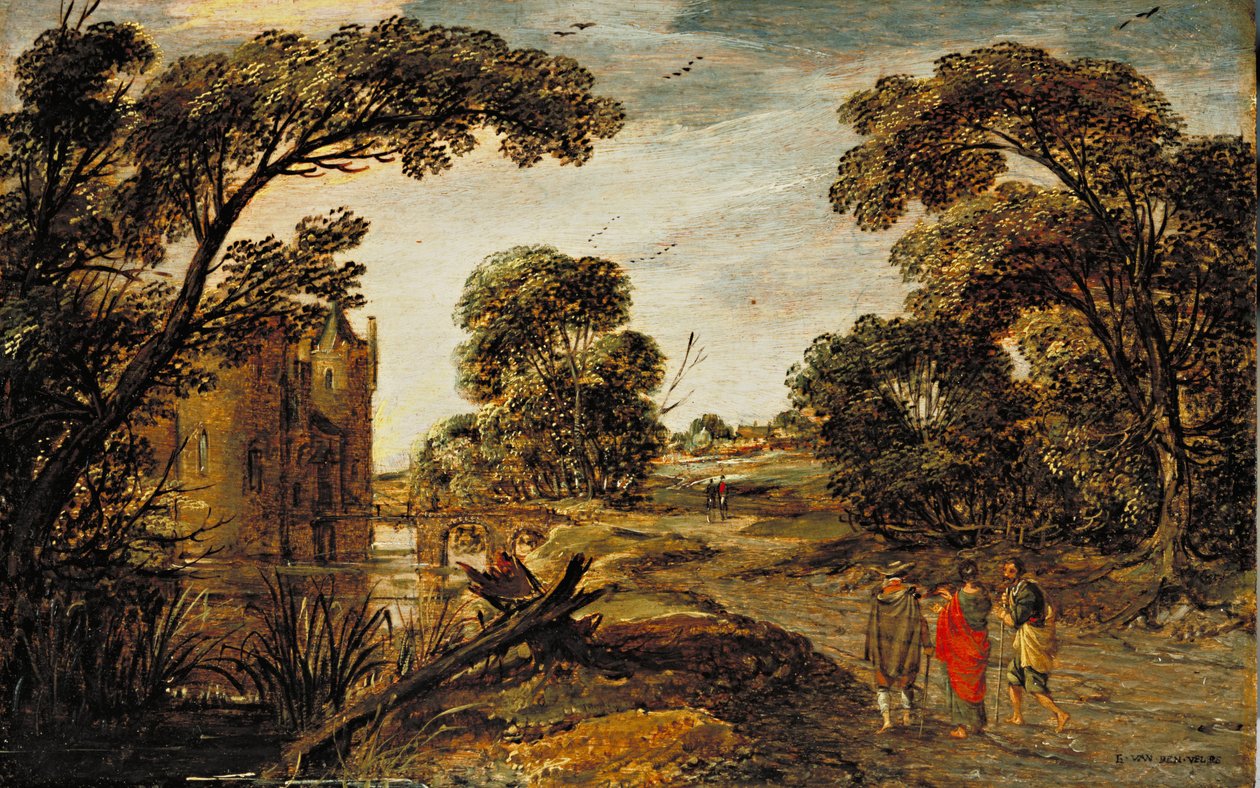 Sommerlandskap (Veien til Emmaus) 1612-13 av Esaias van de Velde