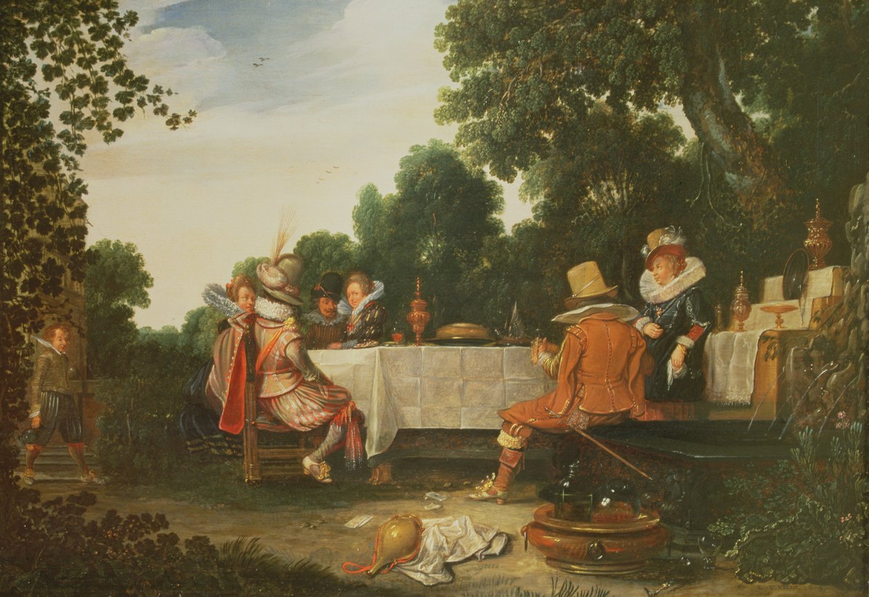 Fest i hagen av Esaias I van de Velde