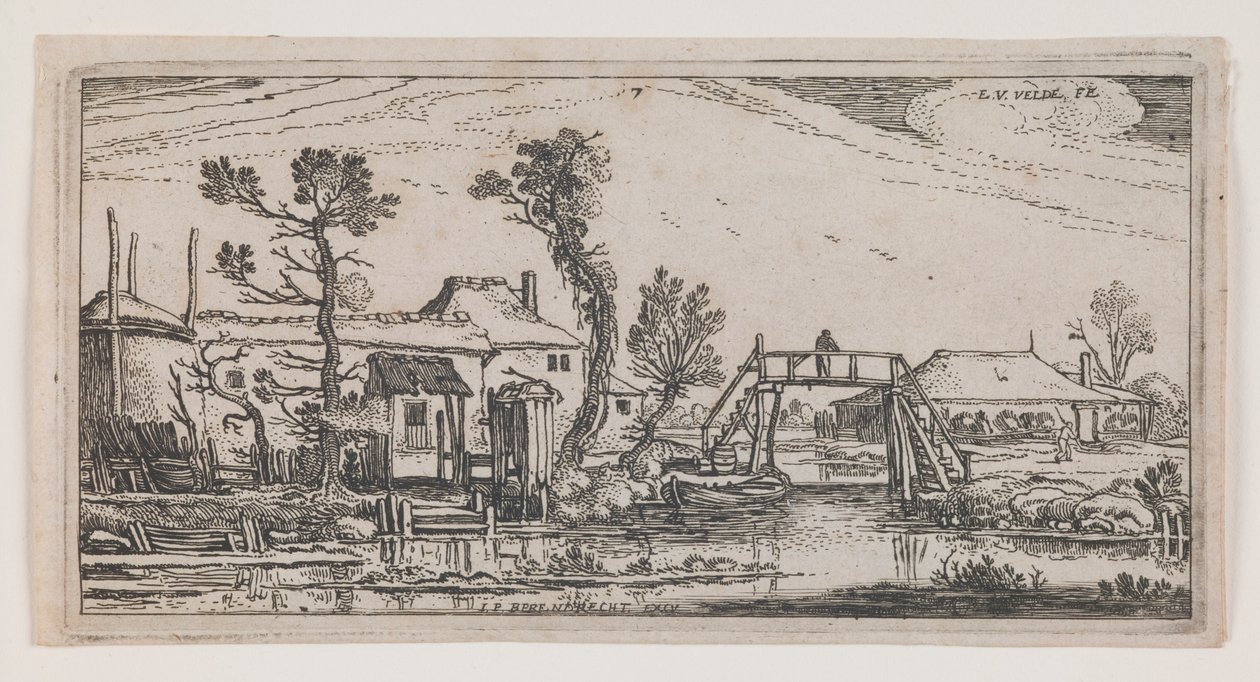 Farm Beyond a Canal, fra serien "Ten Oblong Landscapes" av Esaias van de Velde