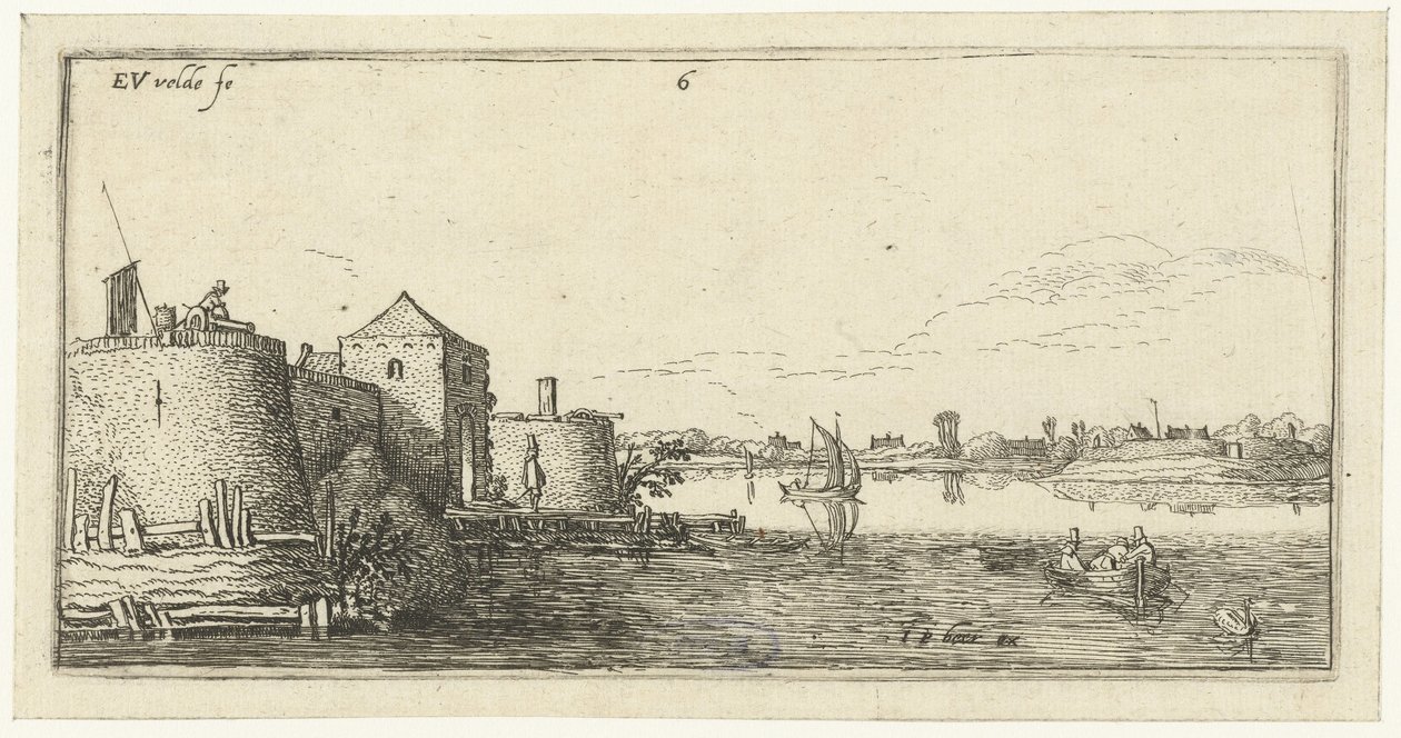 Fort med forsvar av Tholen på Schelde Landskap (serietittel) av Esaias van de Velde
