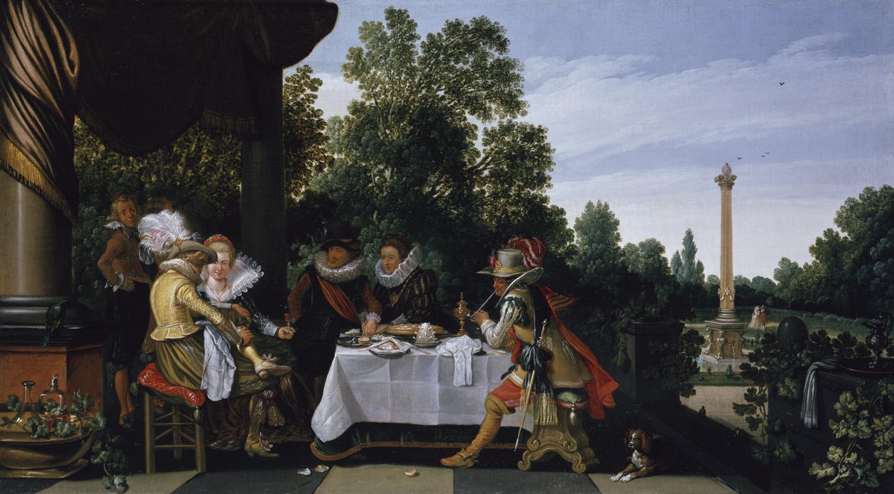 Muntert selskap på en hageterrasse av Esaias van de Velde