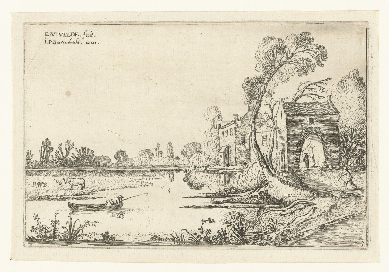 Landskap med elv og porthus Landskapslandskap (serietittel) av Esaias van de Velde