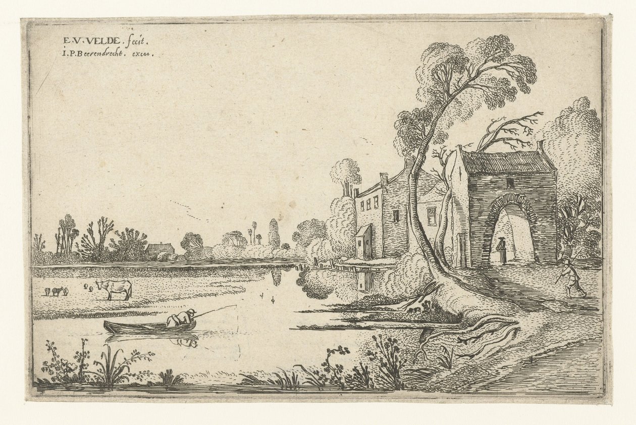 Landskap med elv og porthus Landskapslandskap (serietittel) av Esaias van de Velde