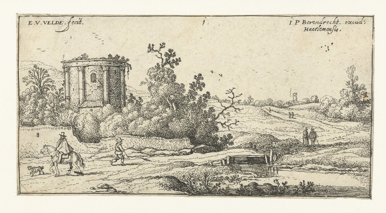 Landskap med ruiner av et romersk tempel Landskap (serietittel) av Esaias van de Velde