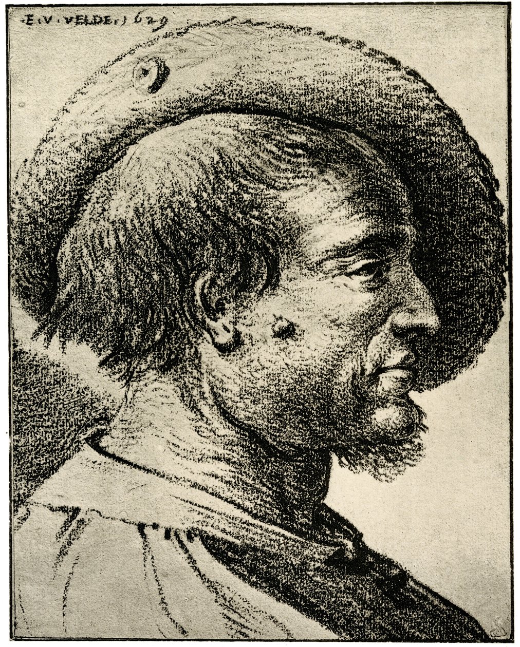 Mannlig hodestudie av Esaias van de Velde
