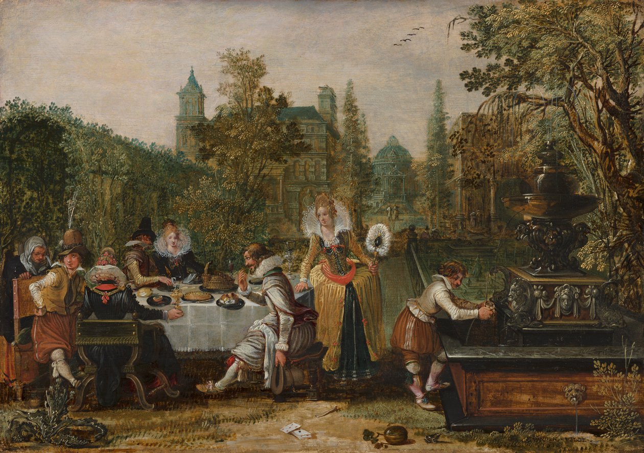 Muntert selskap i en park av Esaias van de Velde
