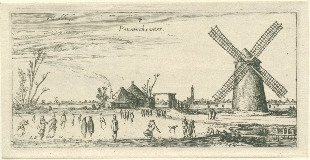 Schaatsers op het ijs bij een molen in de buurt van Penningsveer Landschappen (series title)   1370631   no       norwegian Successfully Translated  Original: Studie zu Kanonen, Heeresutensilien Translat: Studie zu Kanonen, Heeresutensilien 1349093 no norw av Esaias van de Velde