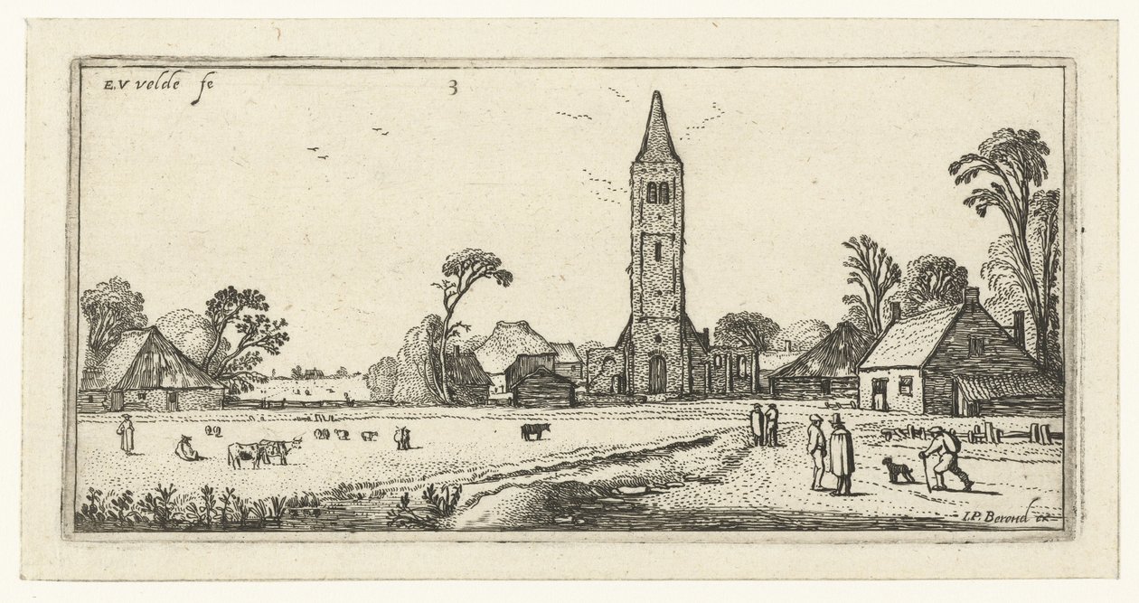 Turgåere på vei nær Spaarnwoude Landskap (serietittel) av Esaias van de Velde