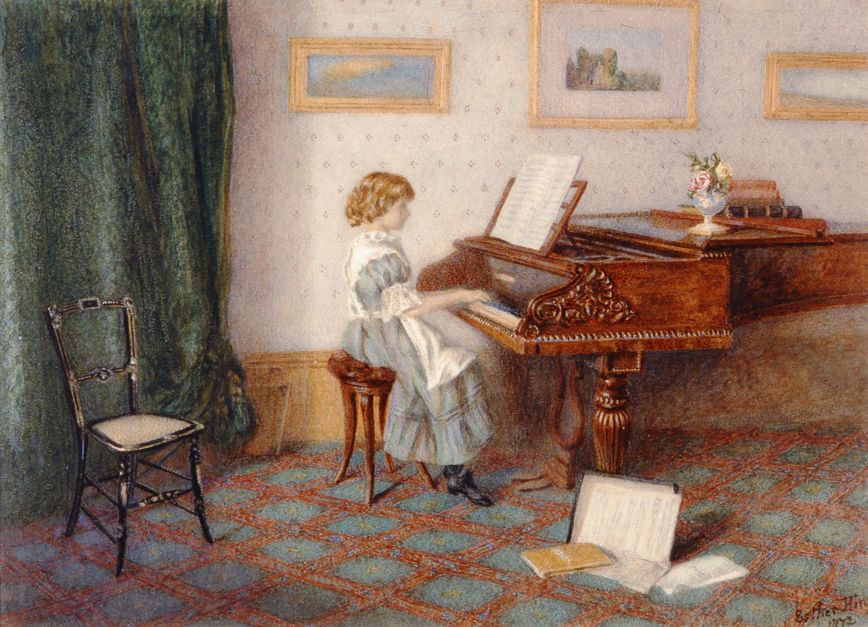 På pianoet, 1876 av Esther H. Jones