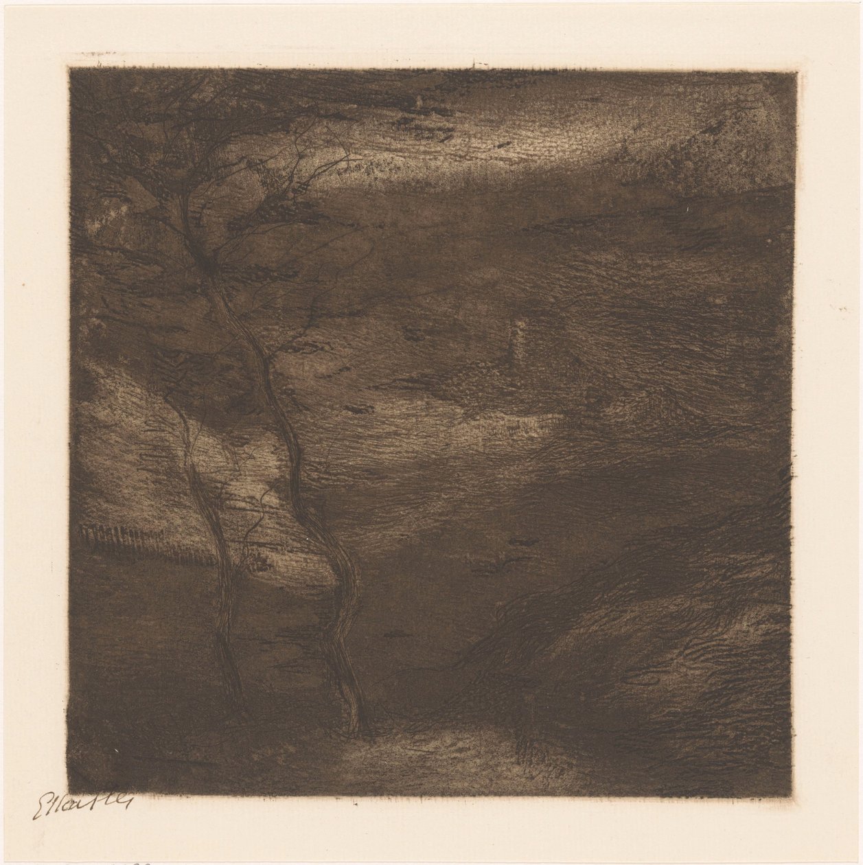 Kveld i Pyreneene (original tittel på objektet) av Etha Fles (signed by artist)