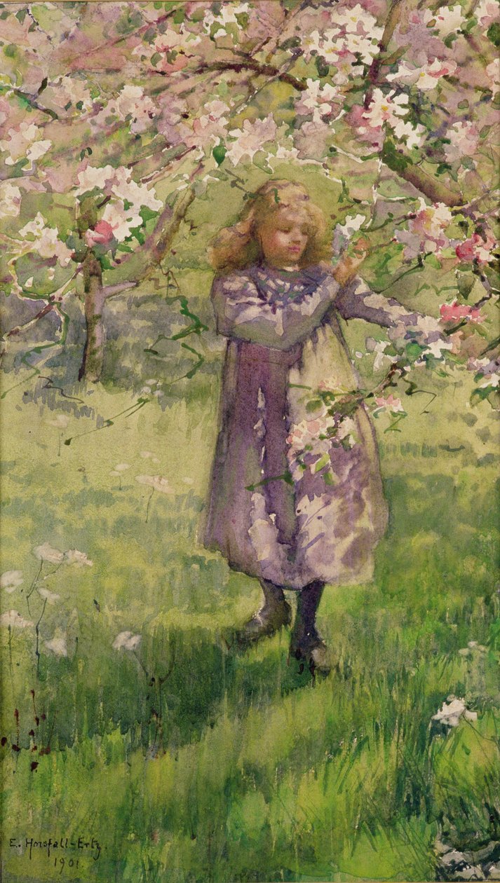 Picking Apple Blossom, 1901 av Ethel Horsfall Ertz
