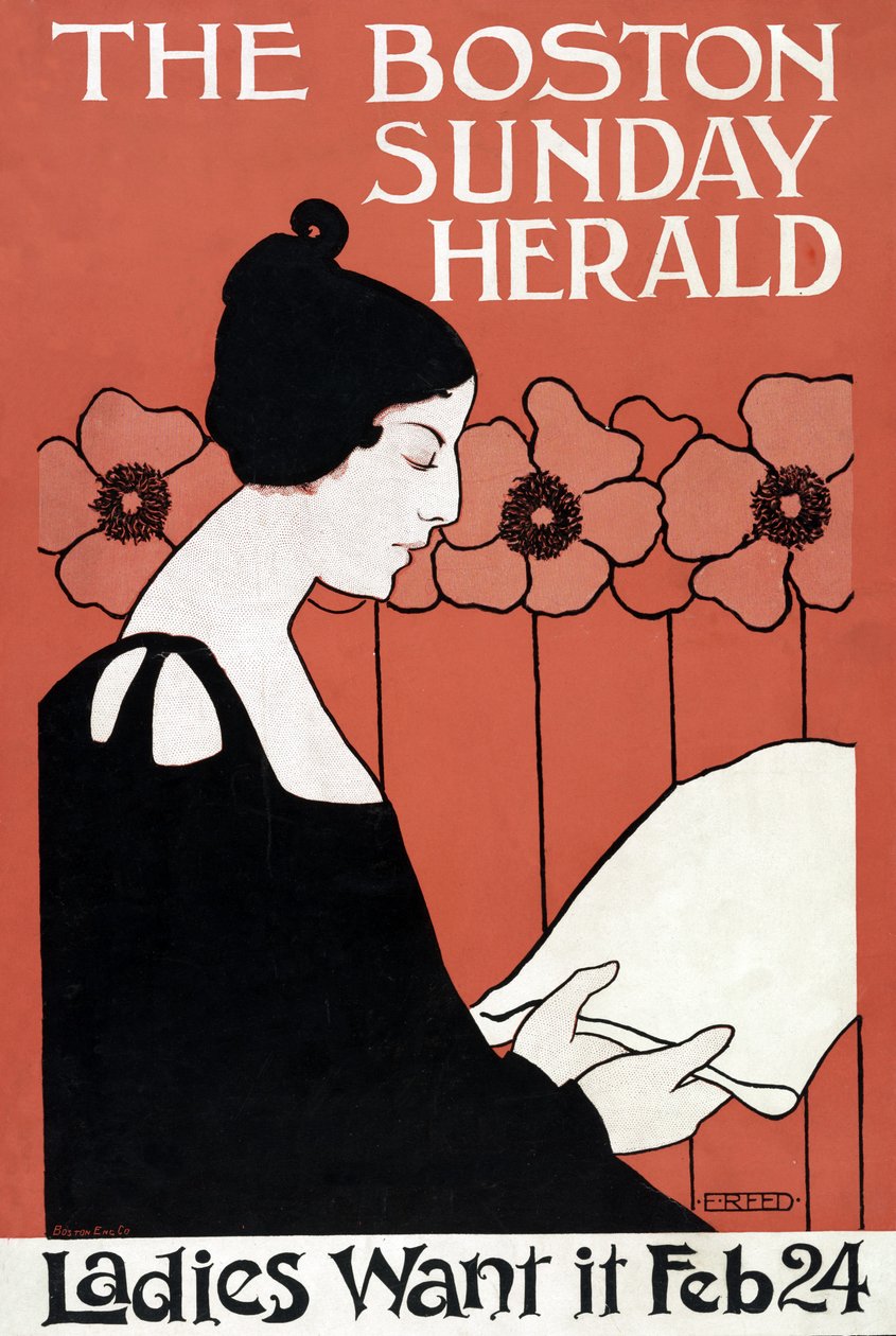 The Boston Sunday Herald - Ladies Want It 24. februar, pub. C. 1900 av Ethel Reed