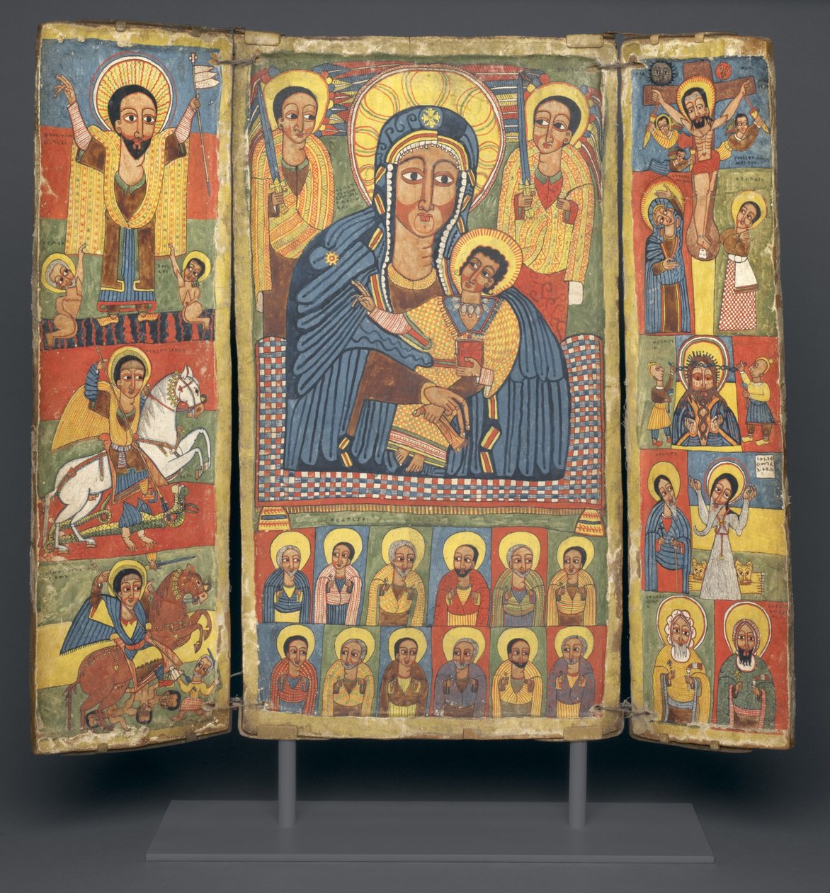 Triptykikon med sentralt bilde av jomfruen og barnet, 1682-99 av Ethiopian School