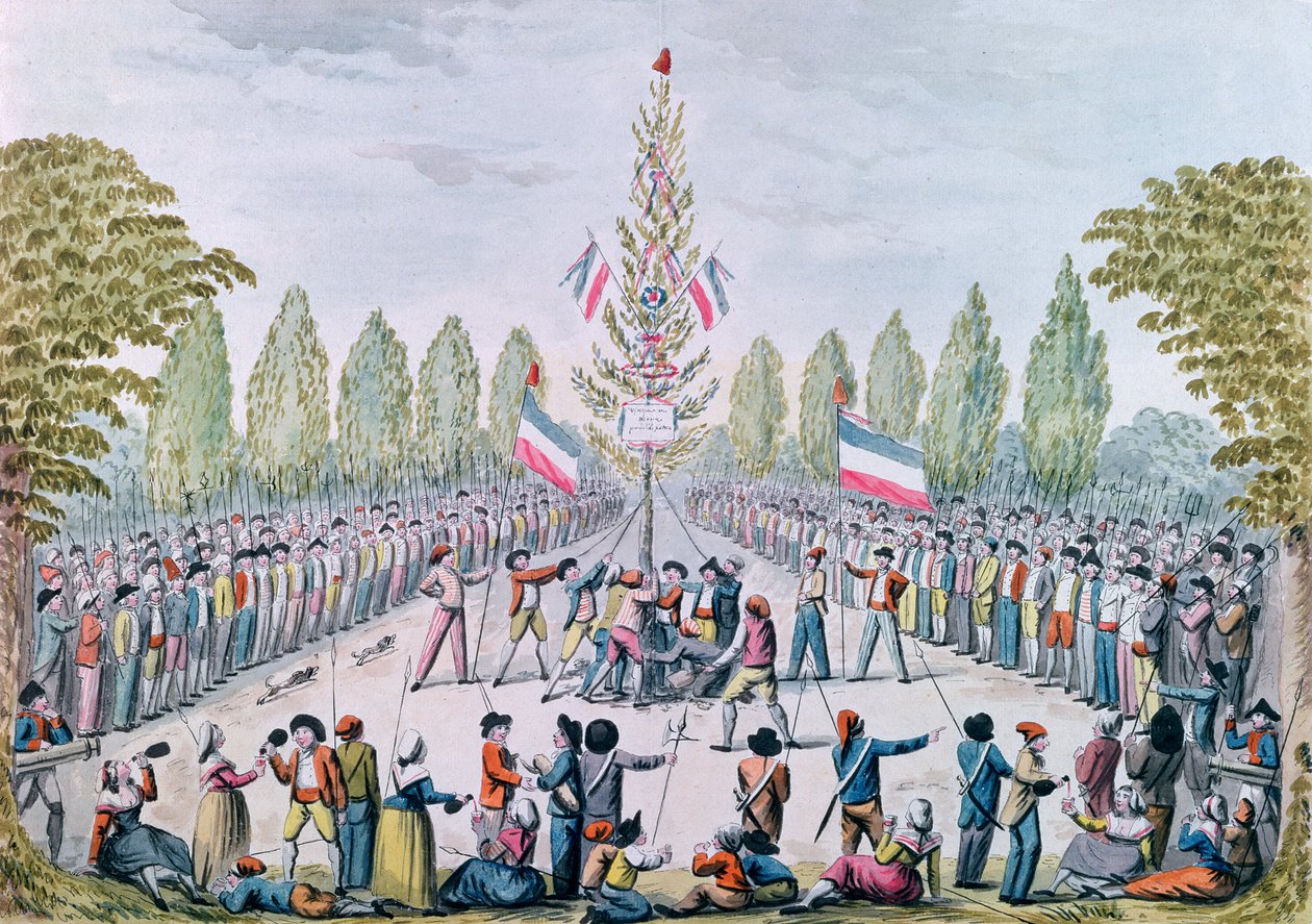 Plantasjen til et frihetstre under revolusjonen, ca. 1792 av Etienne Bericourt