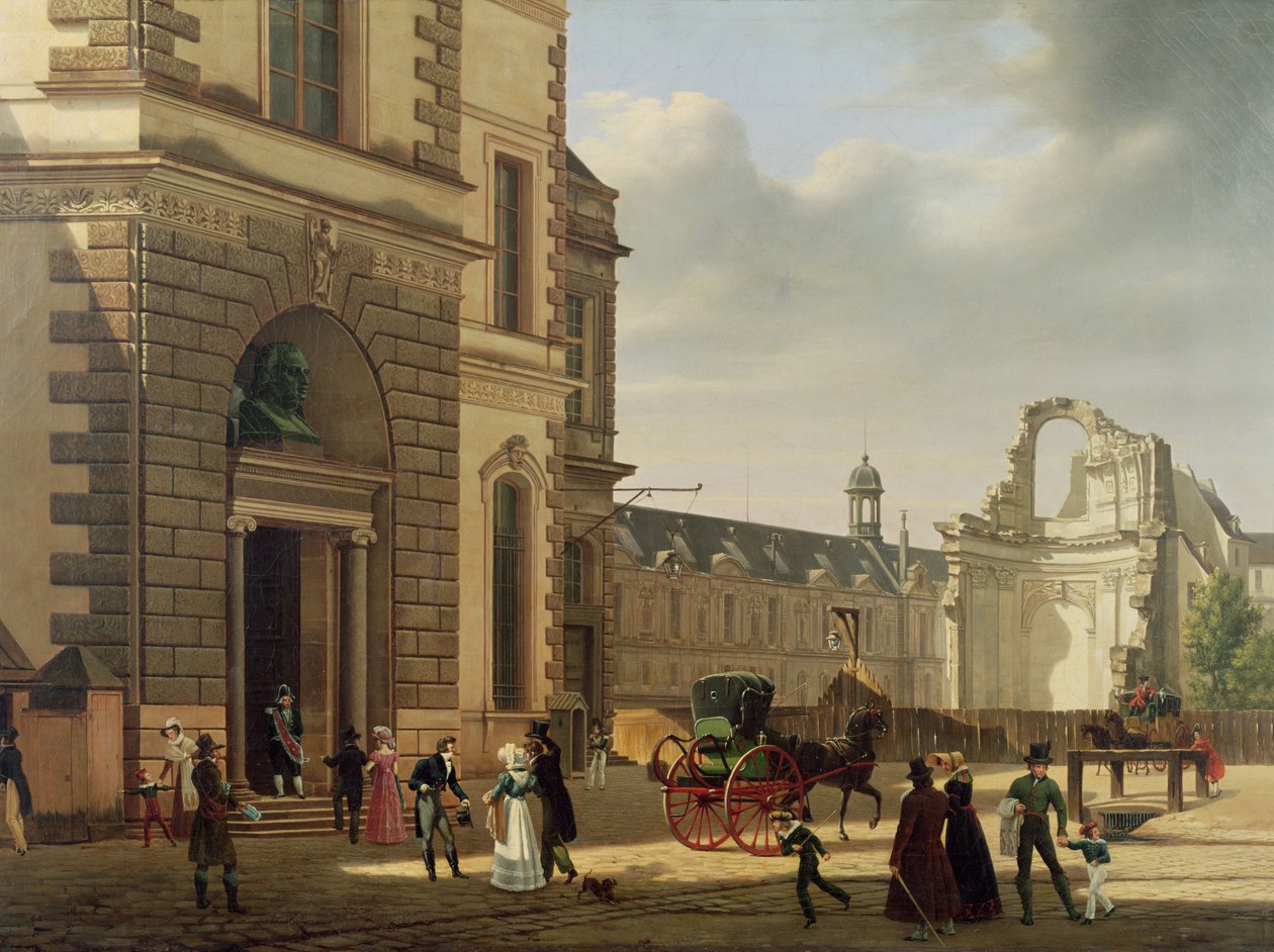 Inngangen til Musee de Louvre og St. Louis-kirken, 1822 av Etienne Bouhot