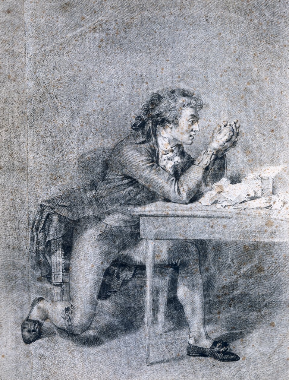 Francois Buzot (1760-94) vurderer en portrettminiatyr av Madame Roland (1754-93) av Etienne Charles Leguay