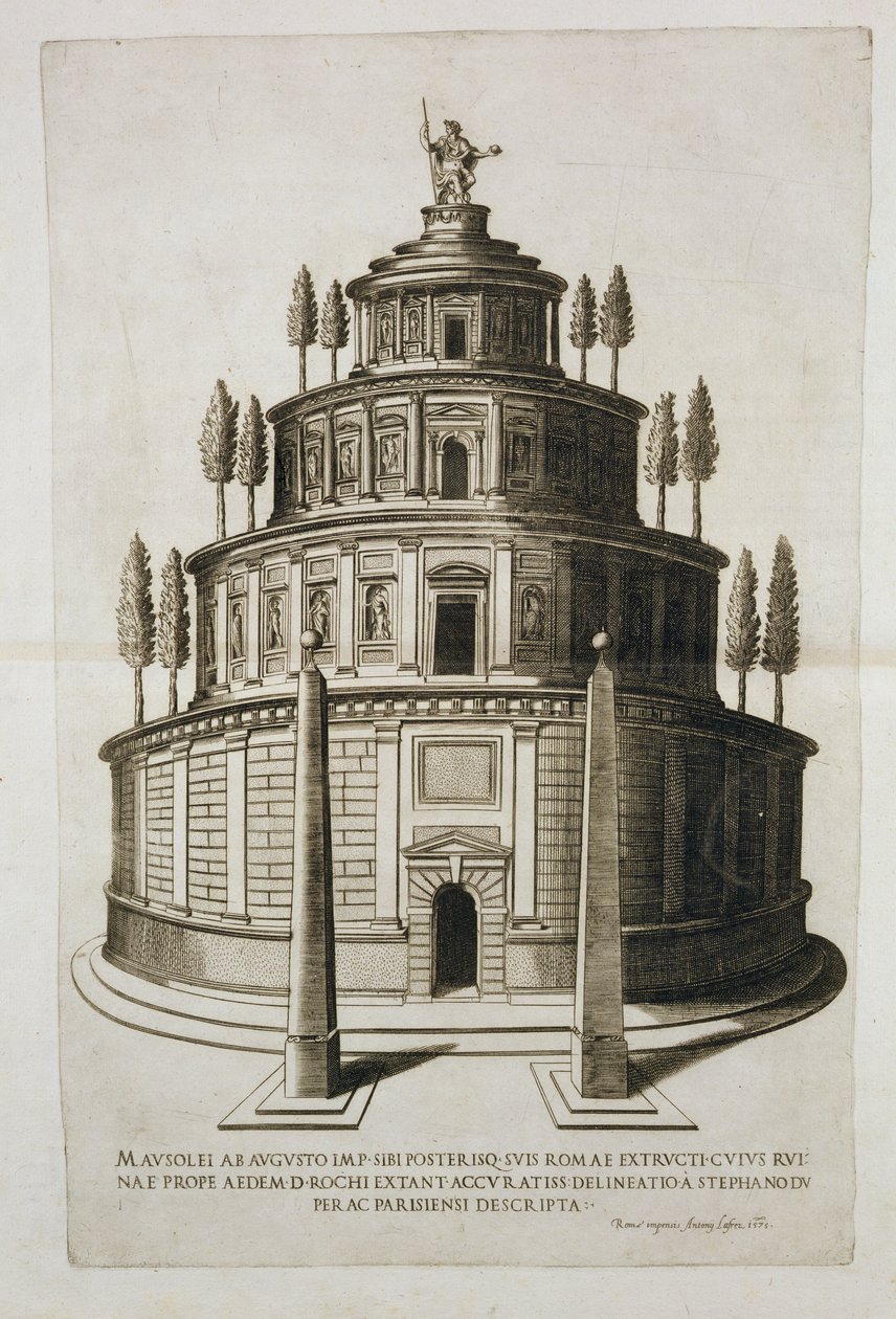 Mausoleet til Augustus og hans familie i Roma, gravert av Antoine Lafrery (1512-77) 1575 av Etienne Duperac