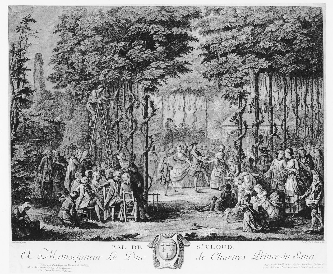 Ball i Parc de Saint-Cloud, 1760 av Etienne Fessard