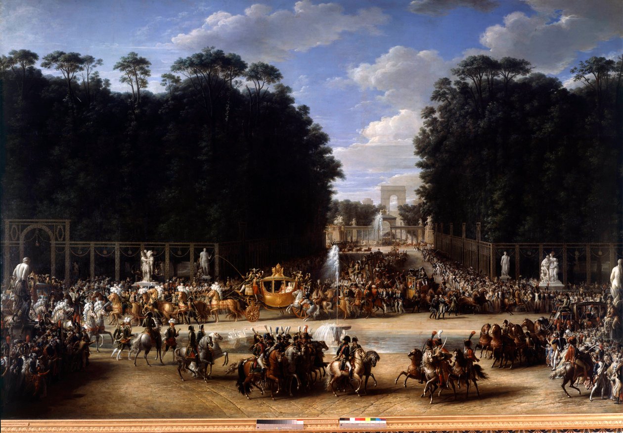 Napoleon og Marie Louise gikk inn i Tuileries Garden (2. april av Etienne Barthelemy Garnier