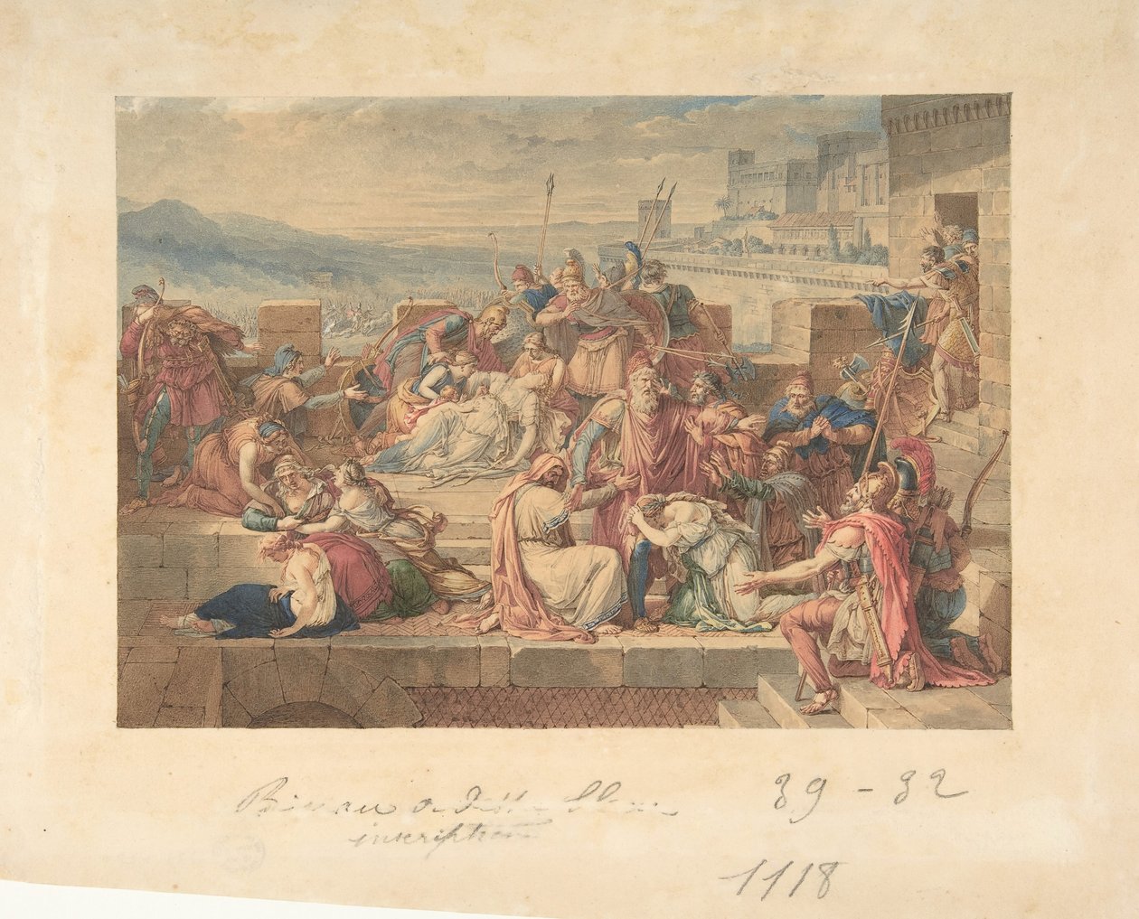 Priam og hans familie sørger over Hectors død, n.d. av Etienne Barthelemy Garnier