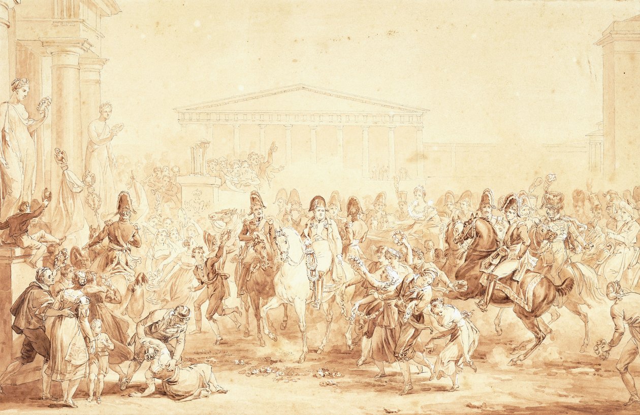 Ankomsten av keiser Napoleon I med keiserinne Marie-Louise på Hotel de Ville, Paris, av Etienne Barthelemy Garnier