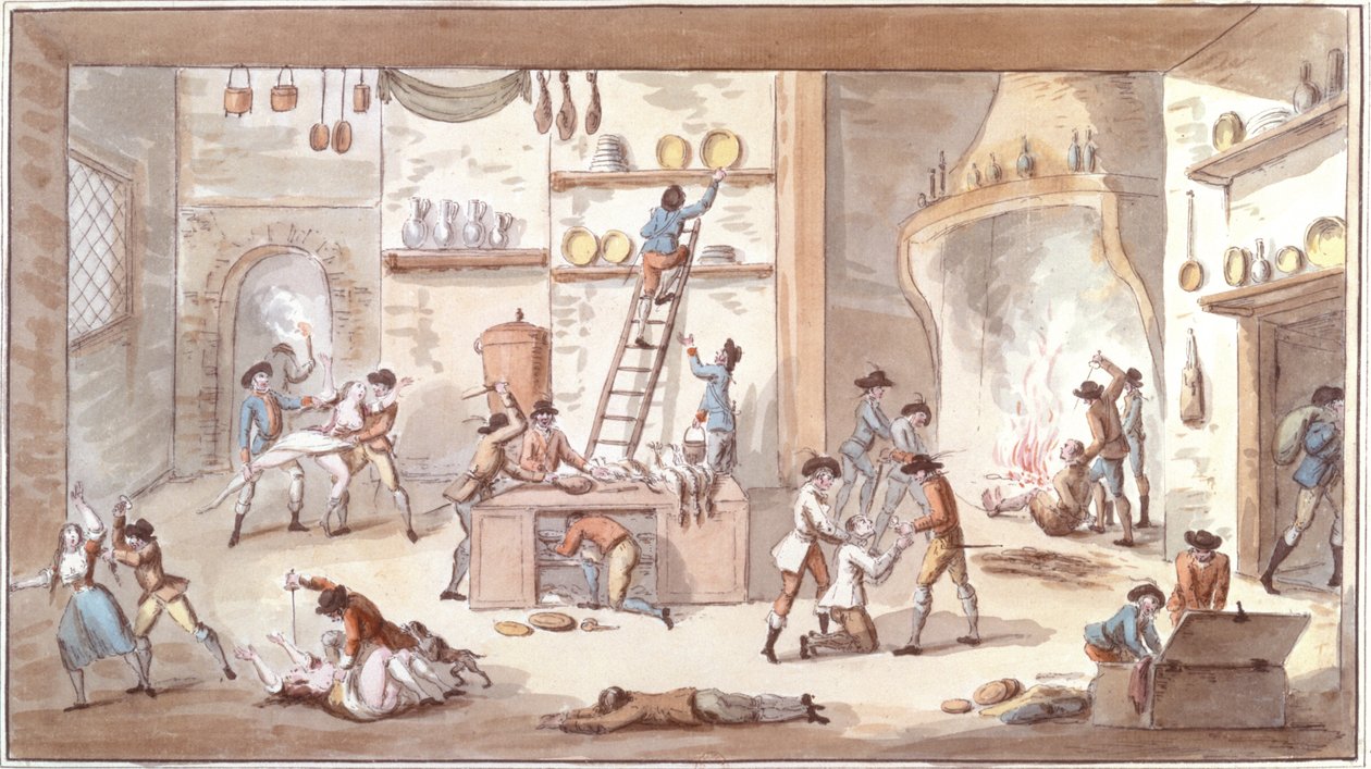 Plyndre en gård i perioden med den franske revolusjonen (wc på papir) av Etienne Bericourt