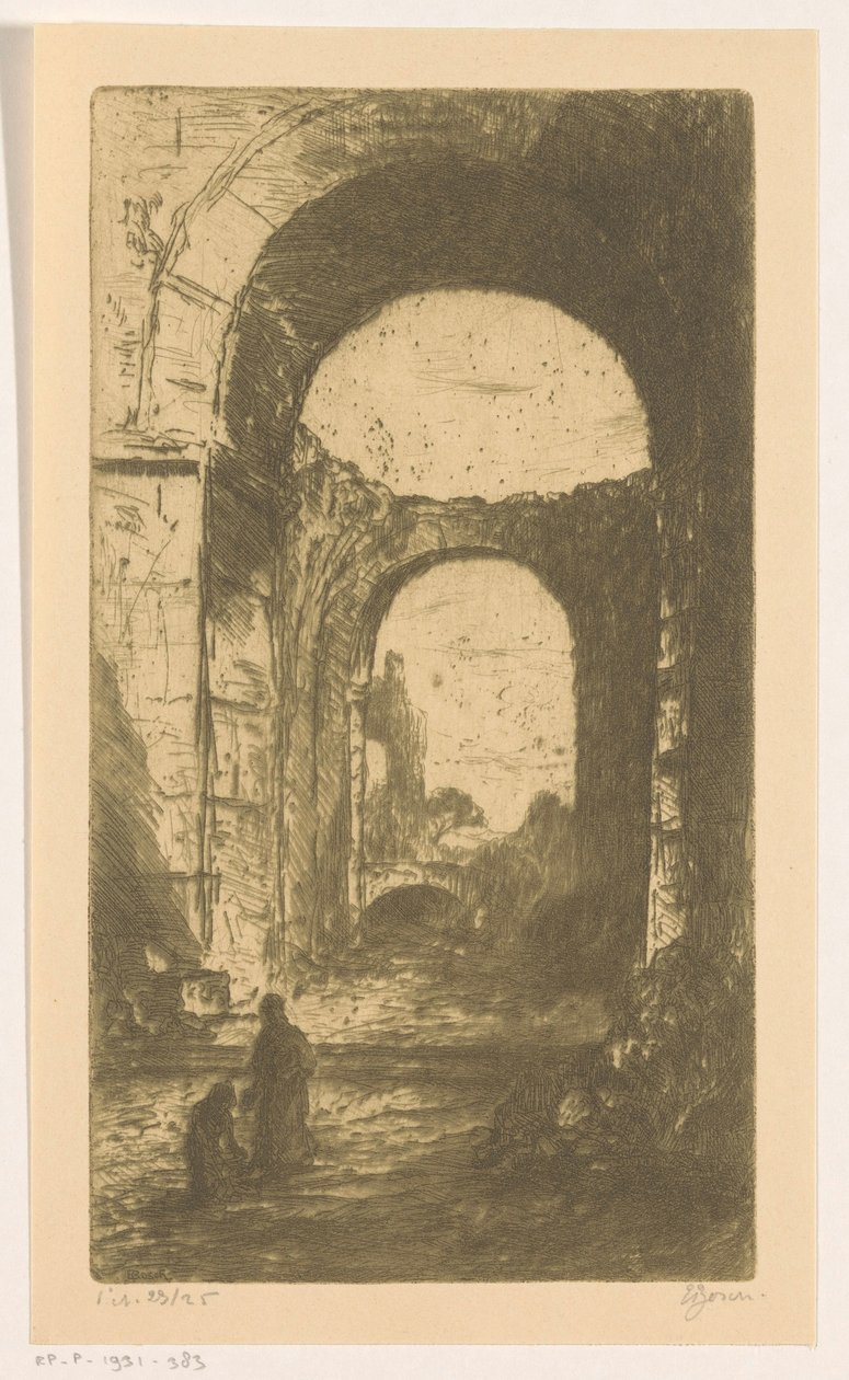 Palatijnsche ruïne i Roma (original tittel på objekt) av Etienne Bosch (signed by artist)