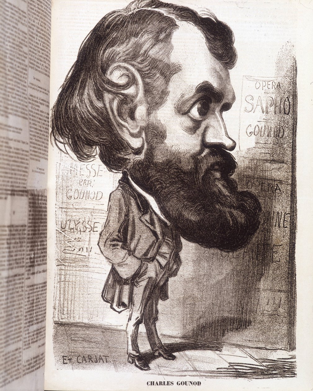 Karikatur av komponisten Charles Gounod (1818-1893) av Etienne Carjat, på 1800-tallet. av Etienne Carjat