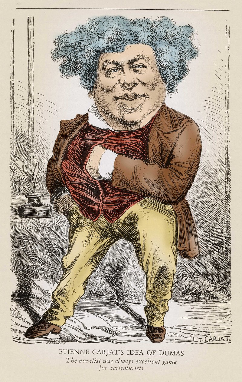 Portrett av Alexandre DUMAS (1803-1870) far: karikatur av Etienne Carjat. av Etienne Carjat