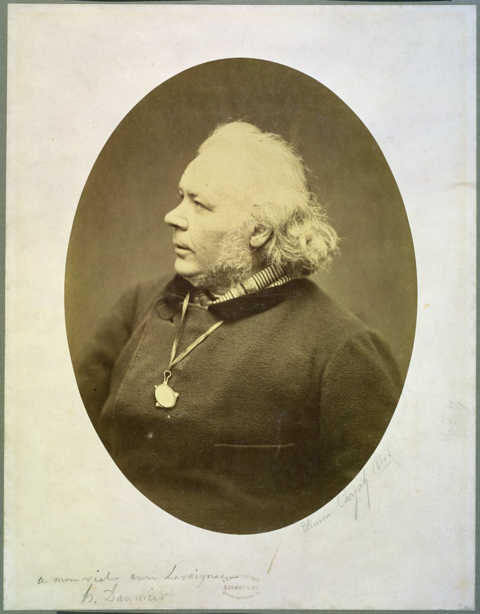 Portrett av Honore Daumier (1808-79) 1861 (albumtrykk) av Etienne Carjat