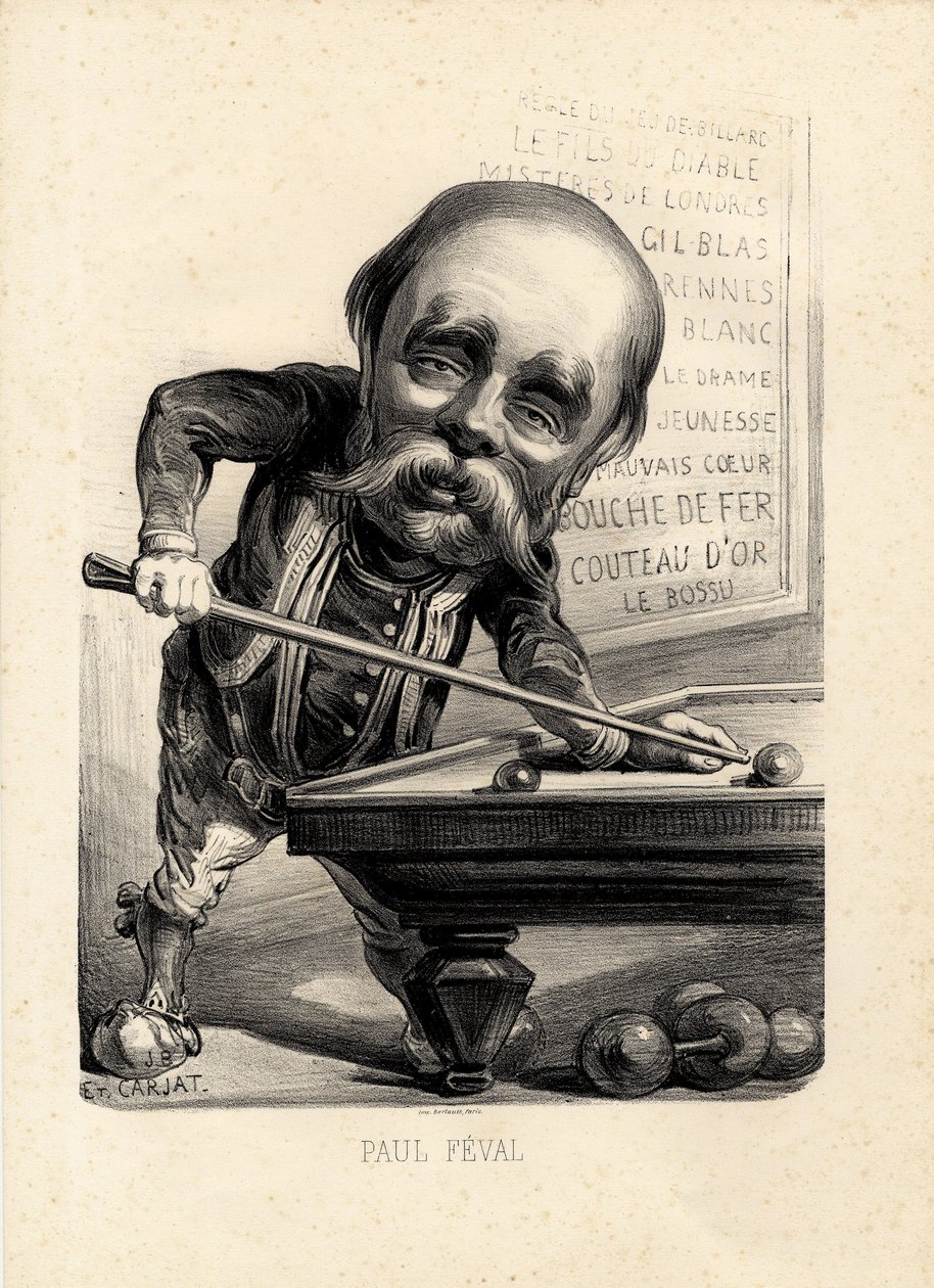 flygende blad - Illustrasjon av Etienne Carjat (1826-1906): Biljard - Feval Paul (1816-1887) av Etienne Carjat