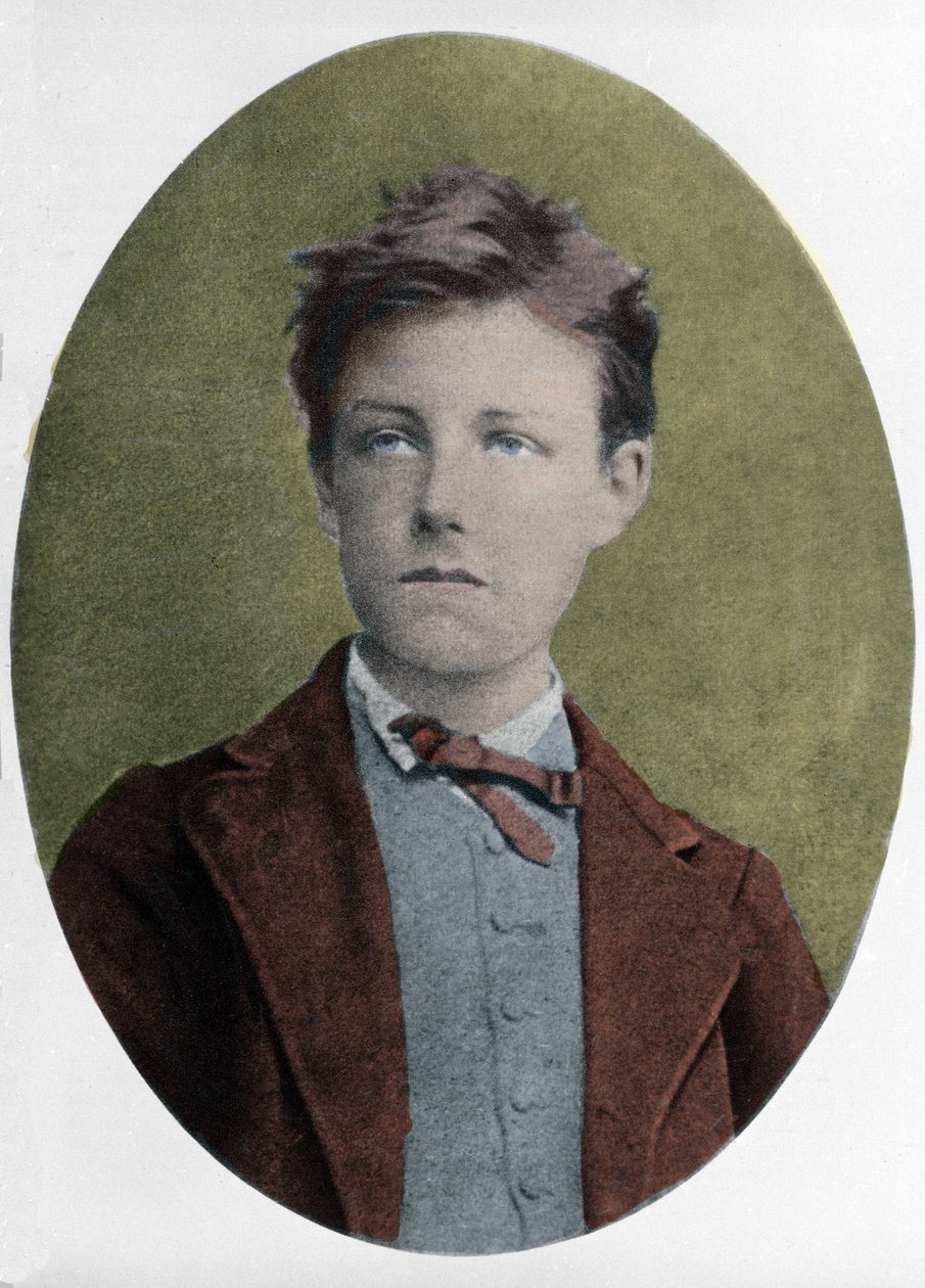 portrett av Arthur Rimbaud (1854-1891), fransk poet, i en alder av 17, av Carjat. av Etienne Carjat