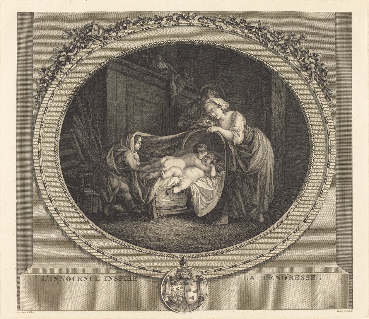 Uskyld inspirerer til ømhet av Etienne Claude Voysard after Jean Honoré Fragonard