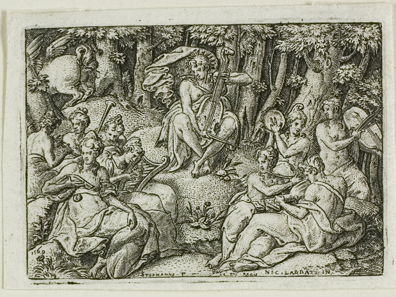 Apollo og musene av Etienne Delaune