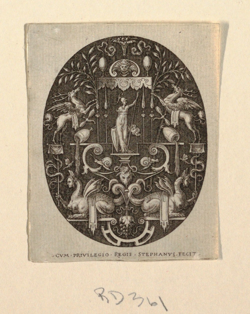 Athena, fra Grotesques on Black Ground, Divinities and Allegories av Etienne Delaune
