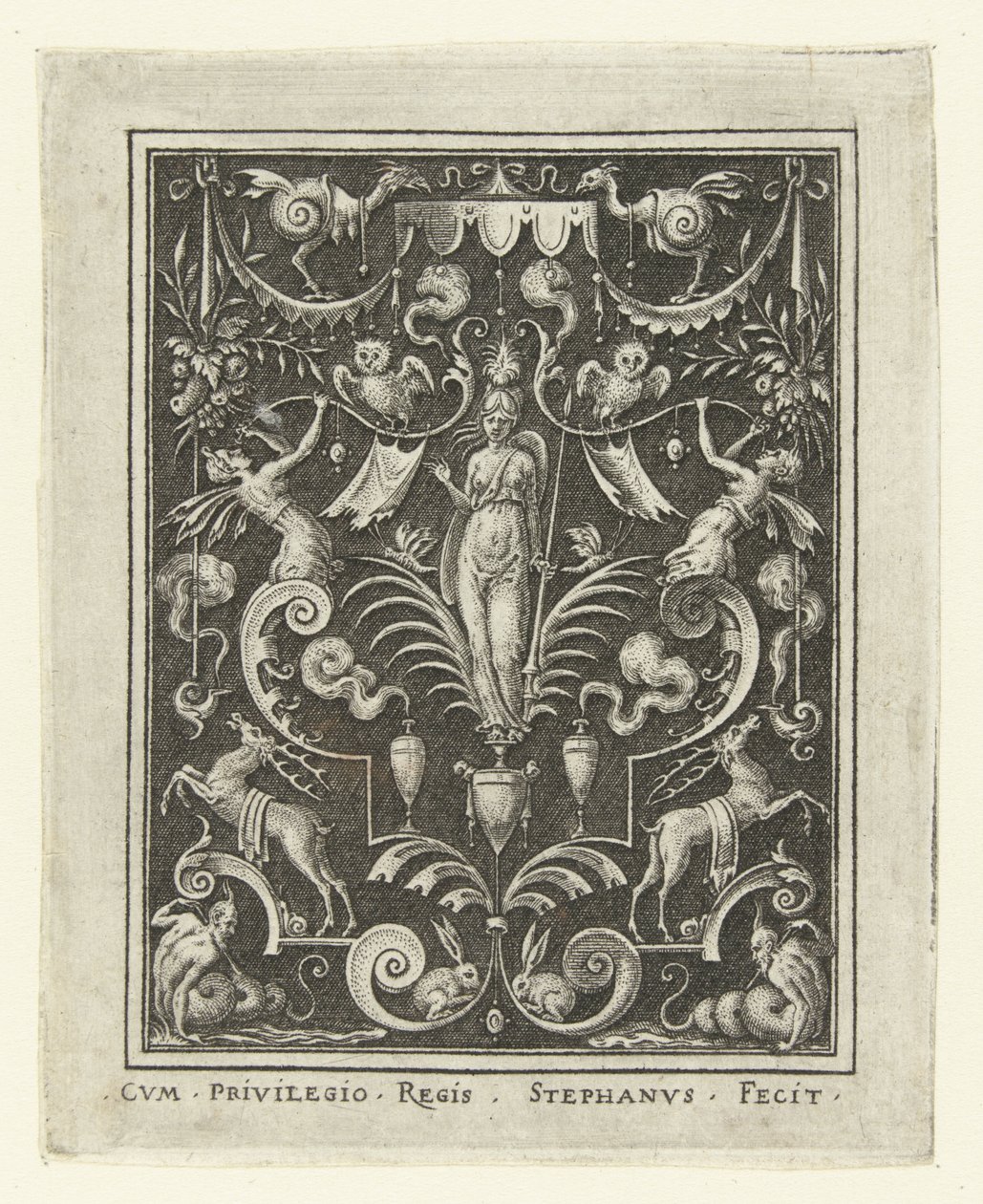 Bellona Overflatedekorasjoner med gudefigurer i en ramme av grotesker (senere versjon) (serietittel) av Etienne Delaune