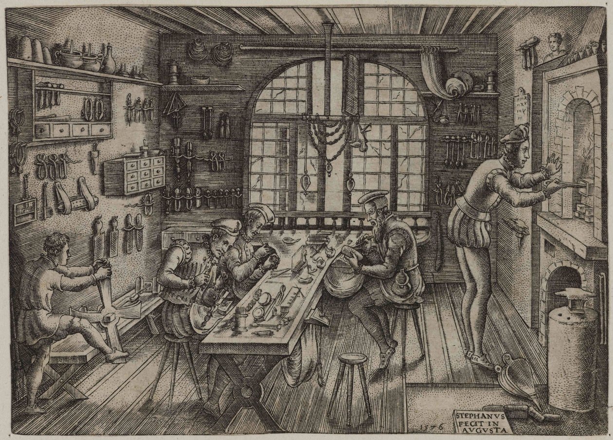 Gullsmedbutikk, 1576. av Etienne Delaune