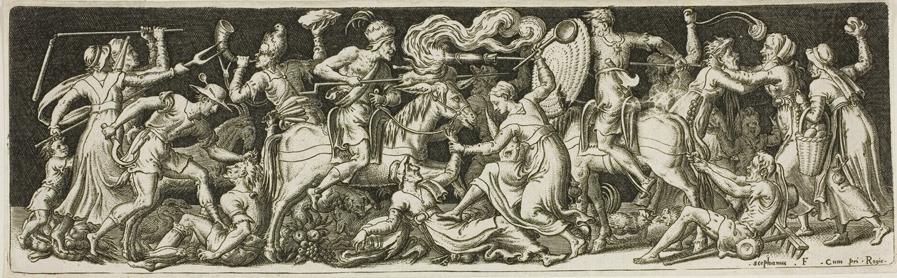 Grotesque Battle, fra Combats and Triumphs av Etienne Delaune