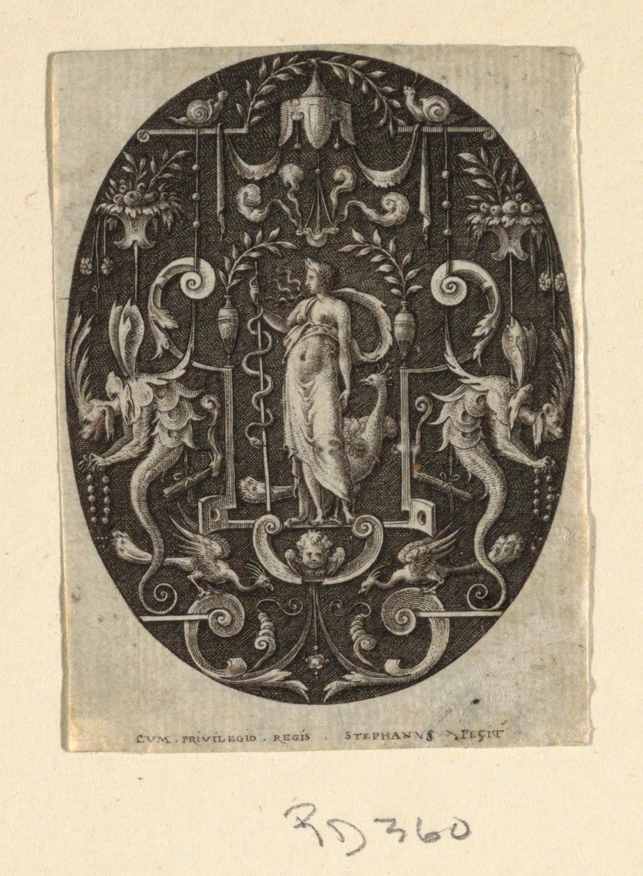 Juno, fra serien Grotesques on Black Ground, Divinities and Allegories av Etienne Delaune