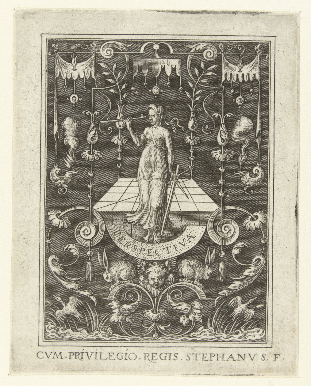 Perspektiv PERSPEKTIV (serietittel) Fire liberale kunster, perspektivet og arkitekturen, representert av kvinner (senere versjon) (serietittel) av Etienne Delaune