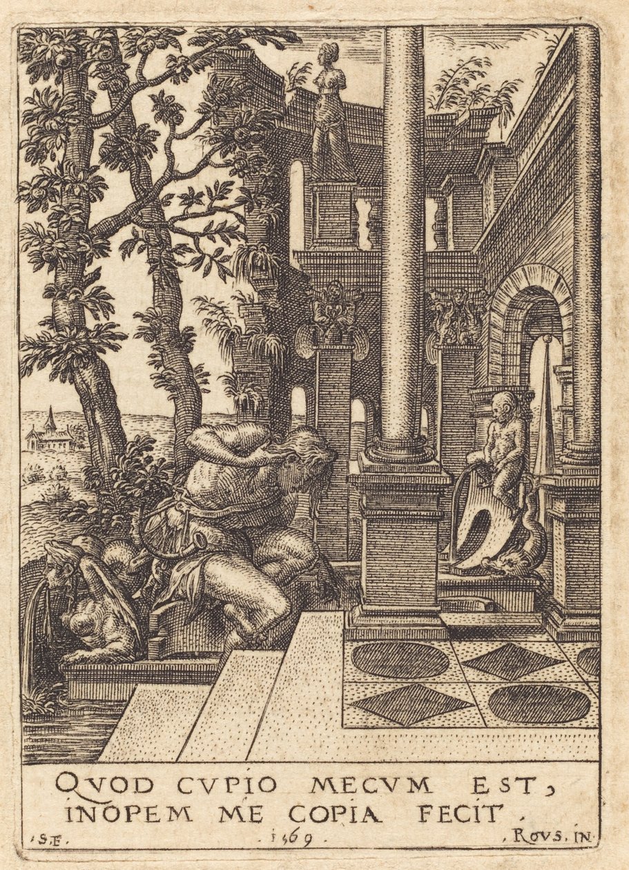 Narcissus ved fontenen av Etienne Delaune after Rosso Fiorentino