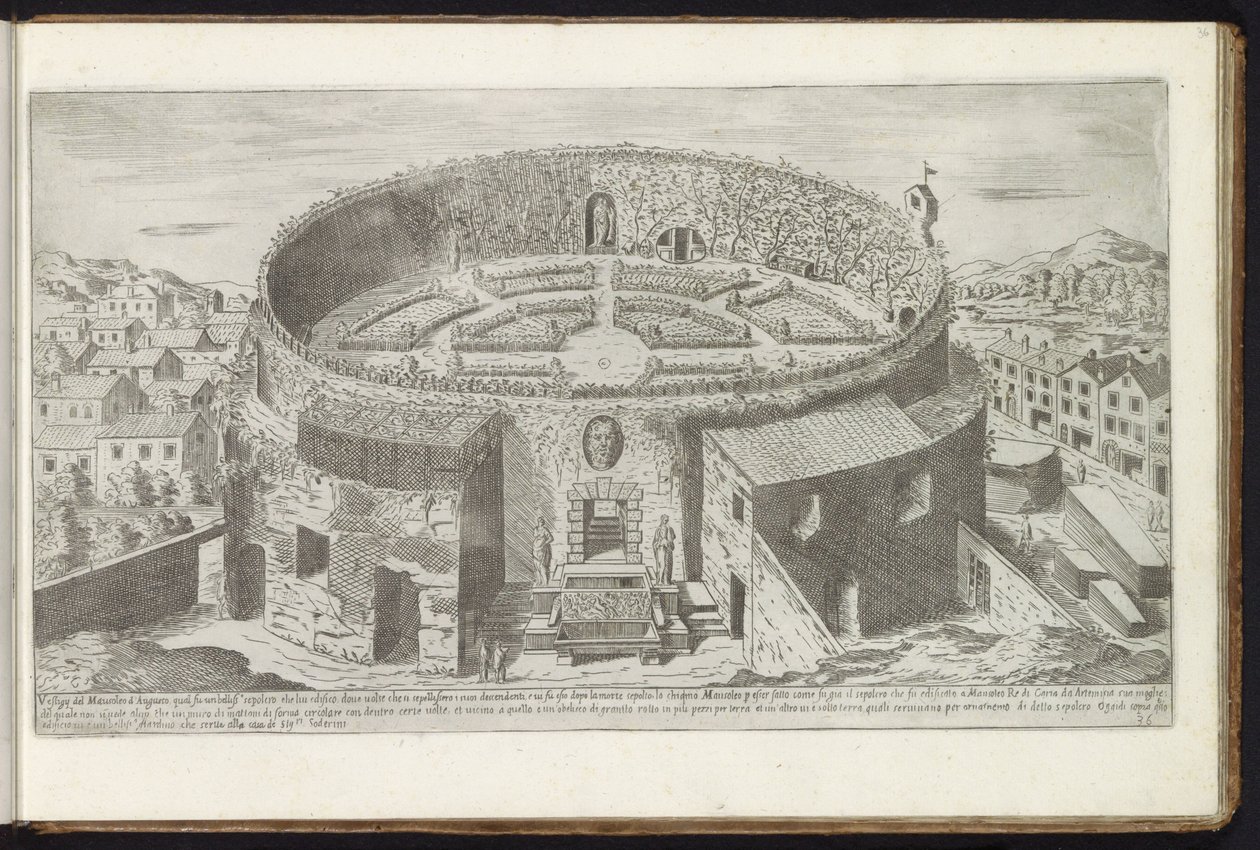Mausoleum of Augustus med en anlagt hage i Roma Gamle bygninger (serietittel) I vestigi dell