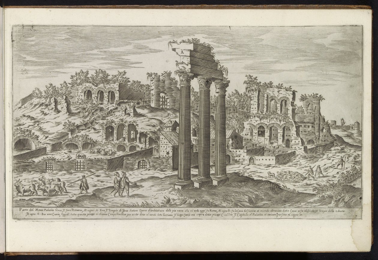 Palatijn til Roma Bouwwerken uit de oudheid (serietittel) Restene av det gamle Roma samlet og fotografert i perspektiv av Stefano Du Perac Parisino (serietittel på objekt) av Etienne Duperac